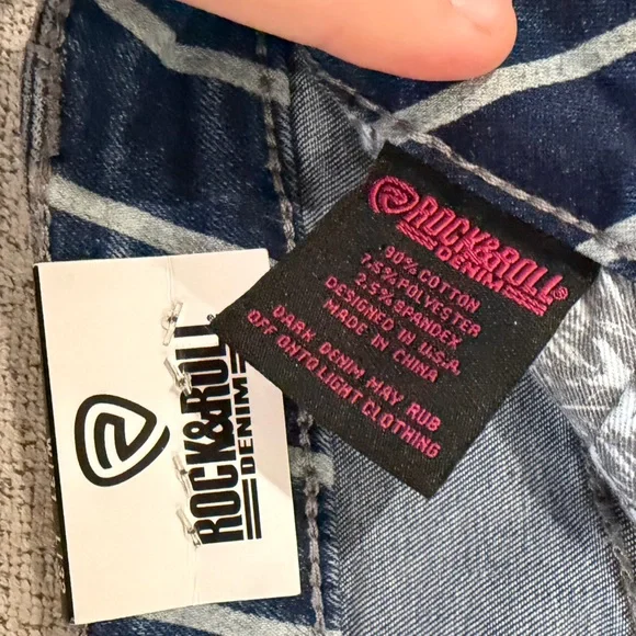 Rock & Roll Denim Blue Striped Trouser Jeans - Picture 4 of 6